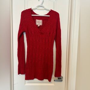 Urban Heritage Red Cable Knit Tunic Sweater